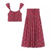 Printed suspender+printed skirt set for women