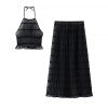 European and American style hanging neck suspender+pleated skirt set for women